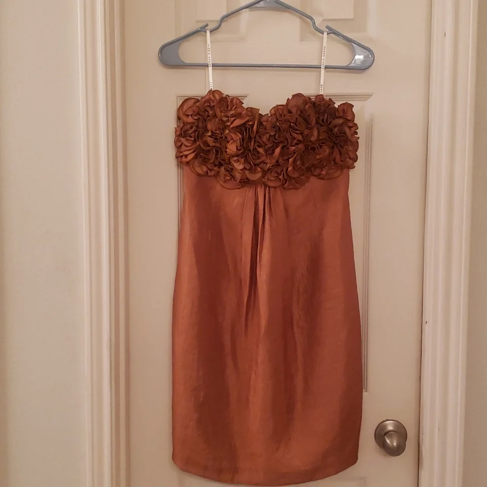 Alexia Admor Women's Cocktail Dress Size Medium Copper Brown Strapless Shift - Picture 1 of 4